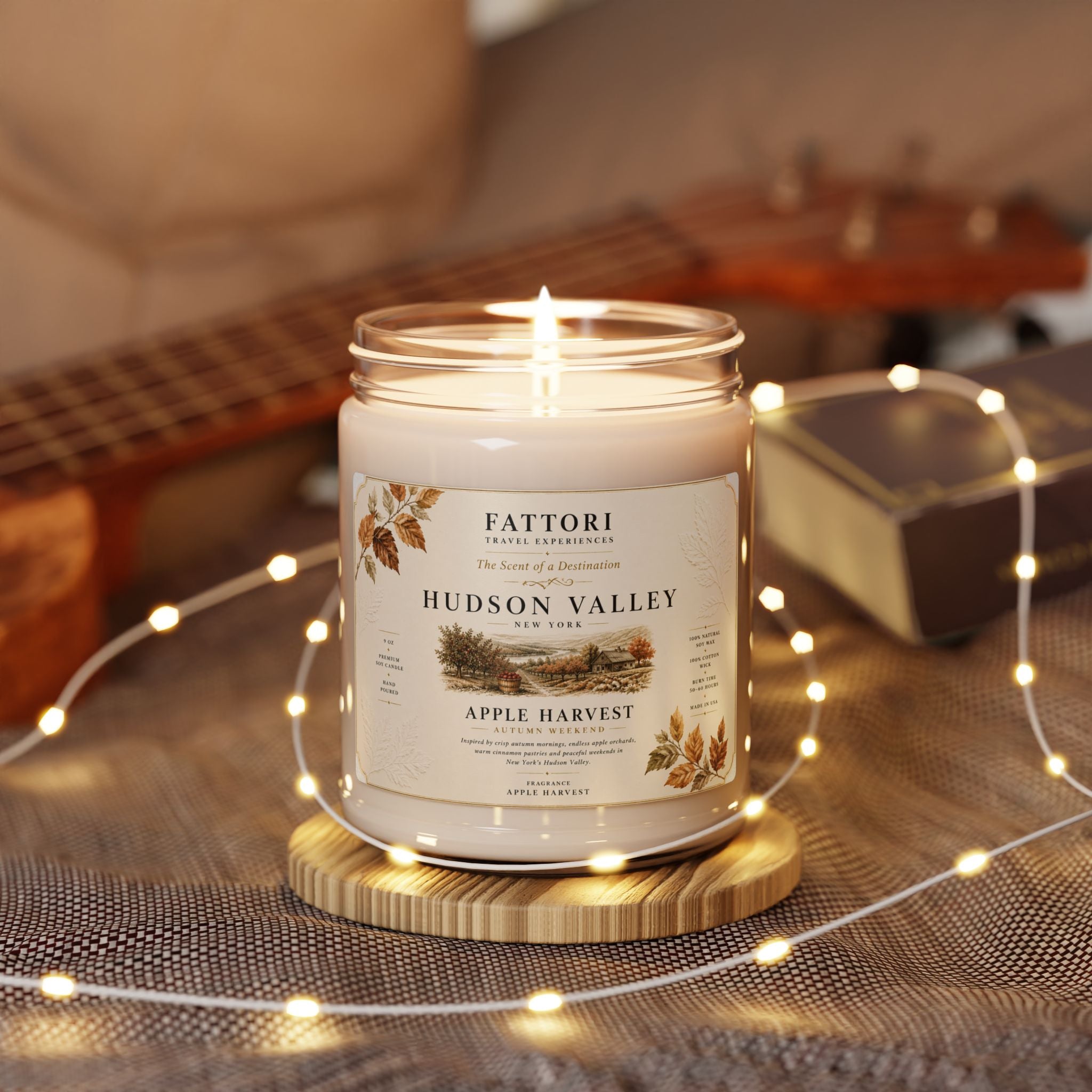 Luxury Hudson Valley Autumn Soy Candle | Apple Harvest | 9oz Travel Candle