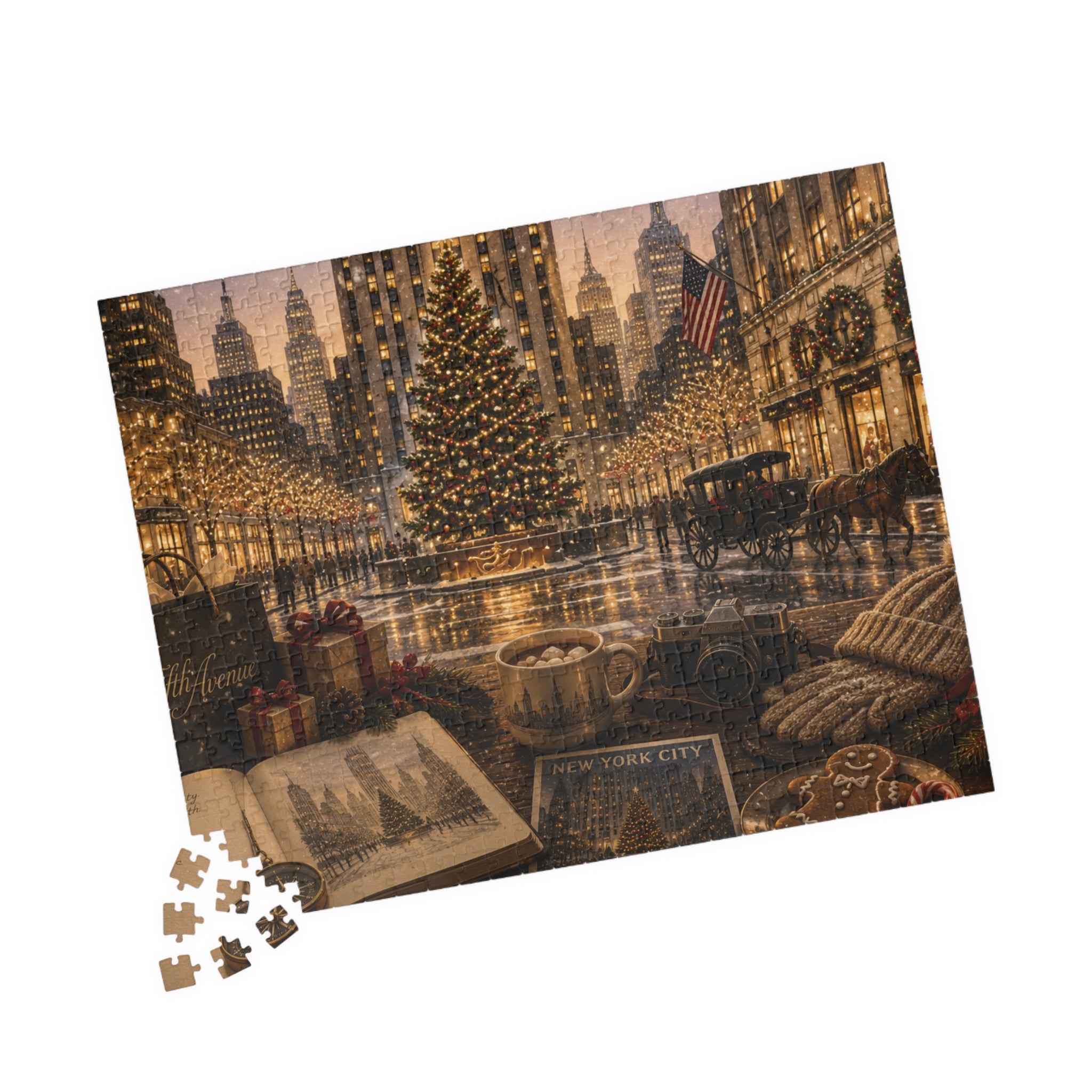 Luxury New York Christmas Puzzle | Fifth Avenue | 520 Piece Travel Puzzle