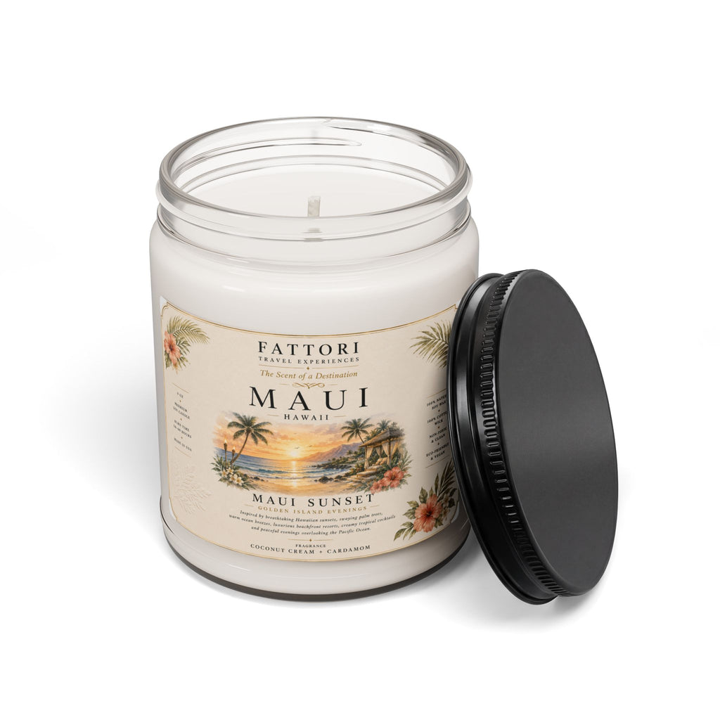 Luxury Maui Sunset Soy Candle | Coconut Cream + Cardamom | 9oz Travel Candle