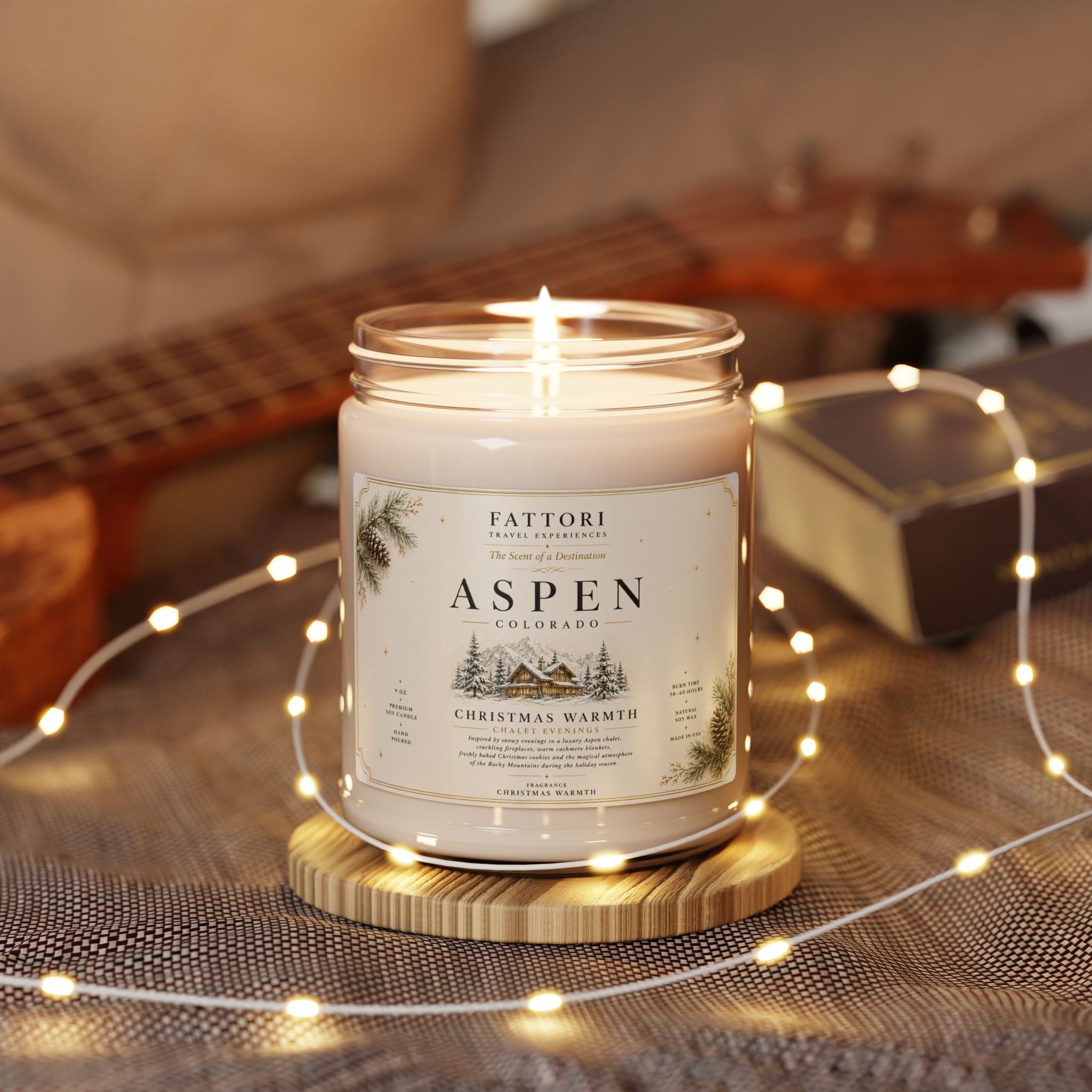 Luxury Aspen Christmas Soy Candle | Christmas Warmth | 9oz Travel Candle