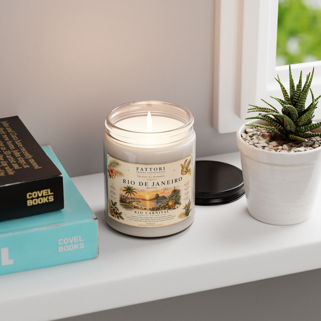 Luxury Rio Carnival Soy Candle | Peppered Passionfruit | 9oz Travel Candle