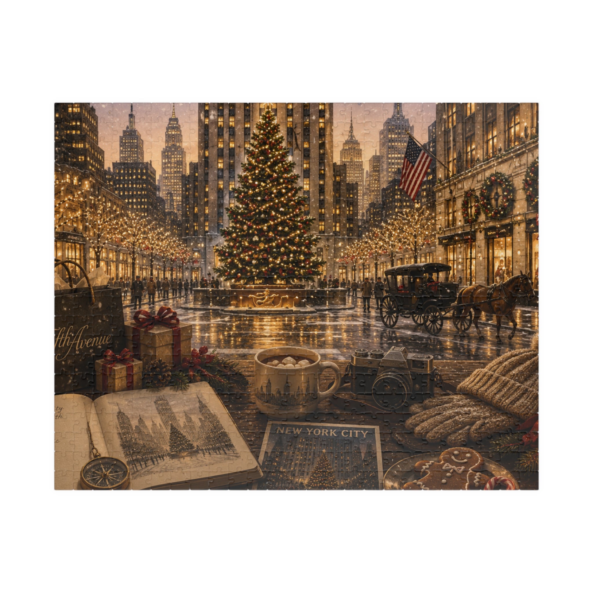 Luxury New York Christmas Puzzle | Fifth Avenue | 520 Piece Travel Puzzle