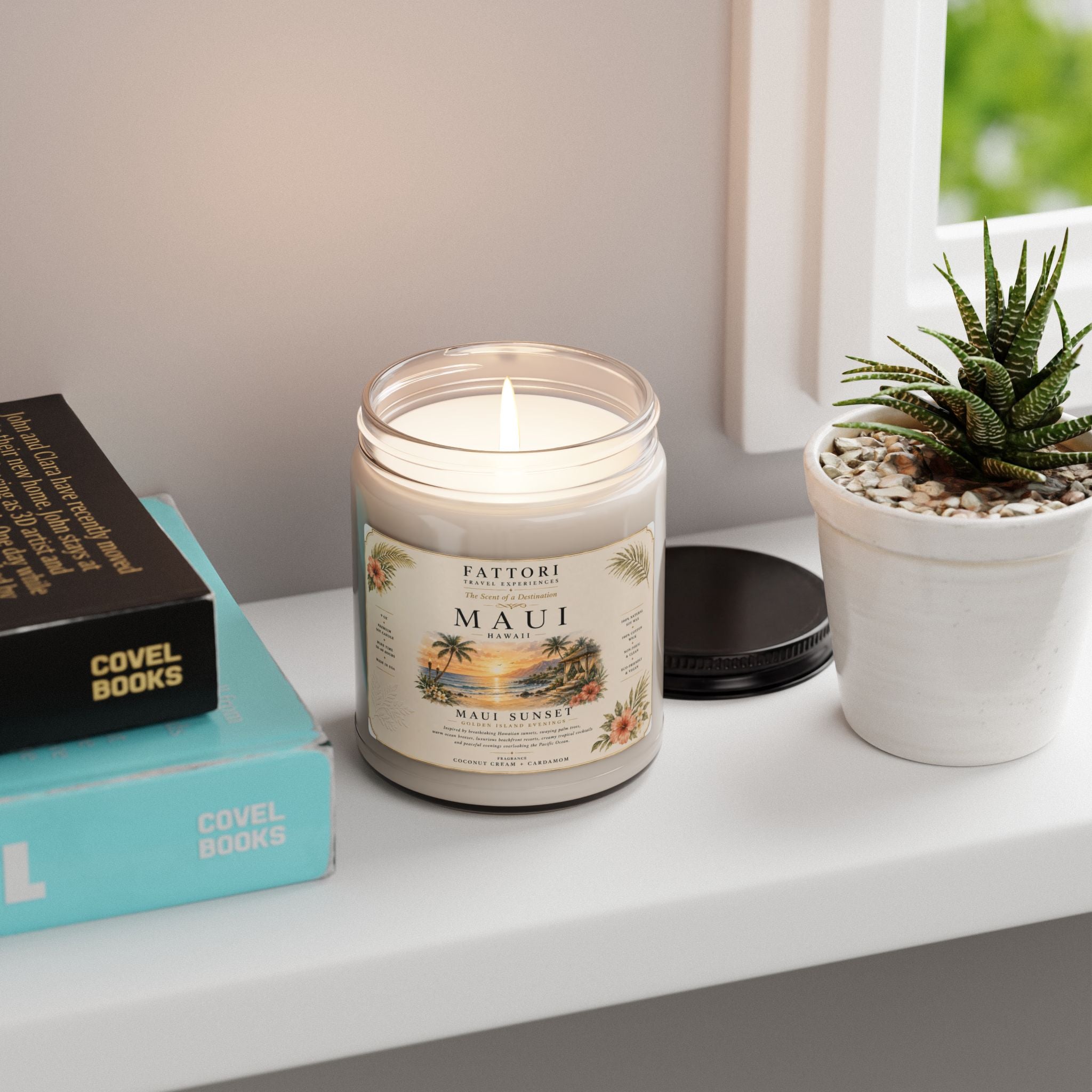 Luxury Maui Sunset Soy Candle | Coconut Cream + Cardamom | 9oz Travel Candle