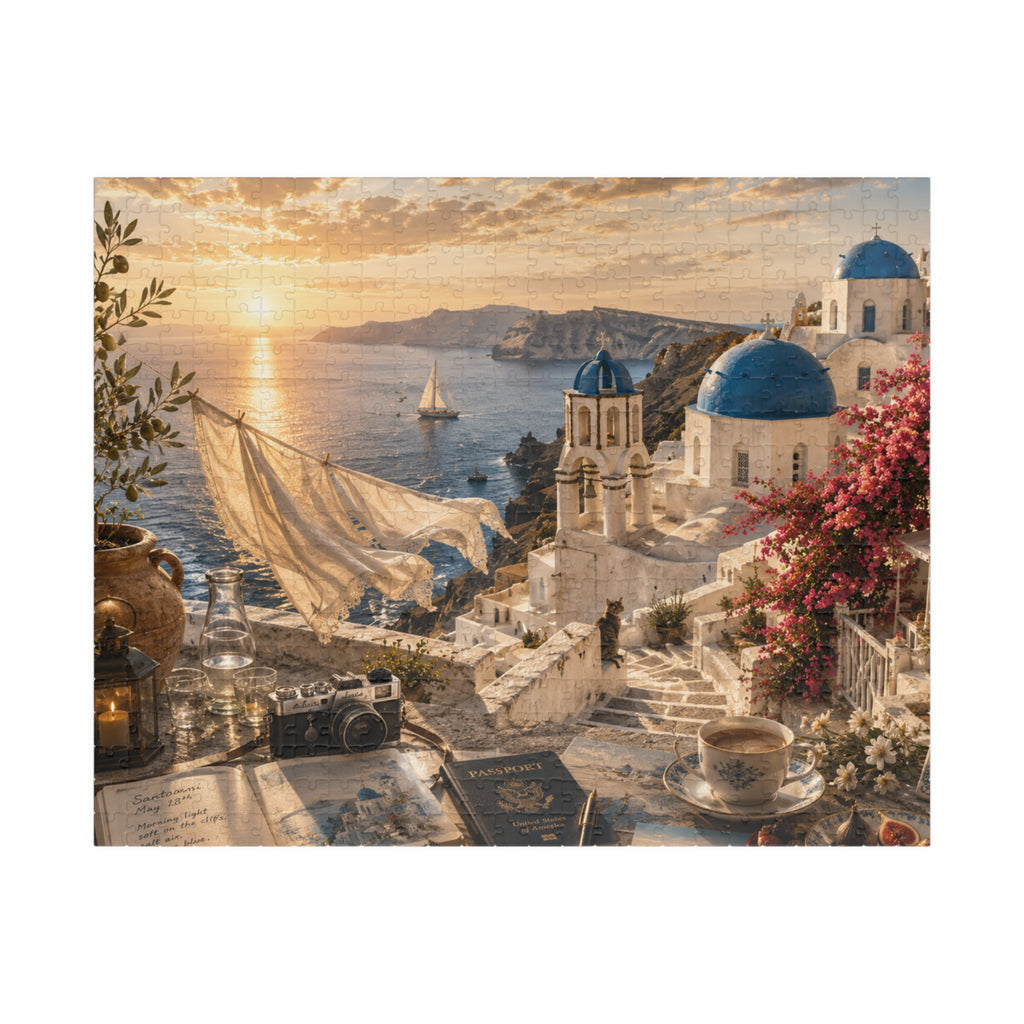 Luxury Santorini Morning Puzzle | Greece | 520 Piece Travel Puzzle