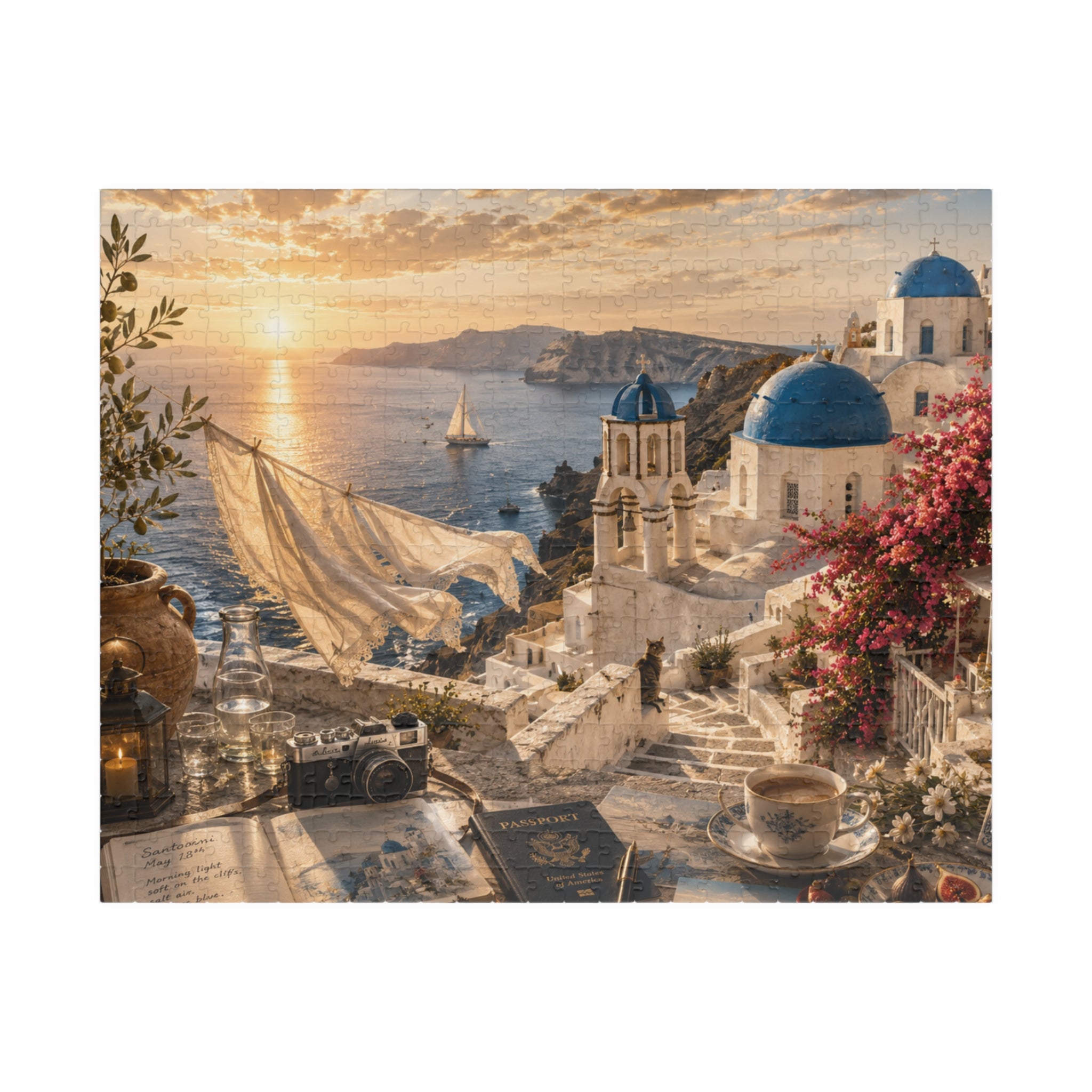 Luxury Santorini Morning Puzzle | Greece | 520 Piece Travel Puzzle