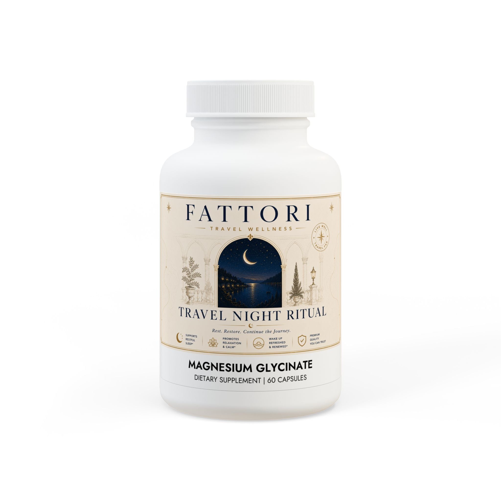 TRAVEL NIGHT RITUAL — Evening Magnesium Glycinate | 60 Capsules
