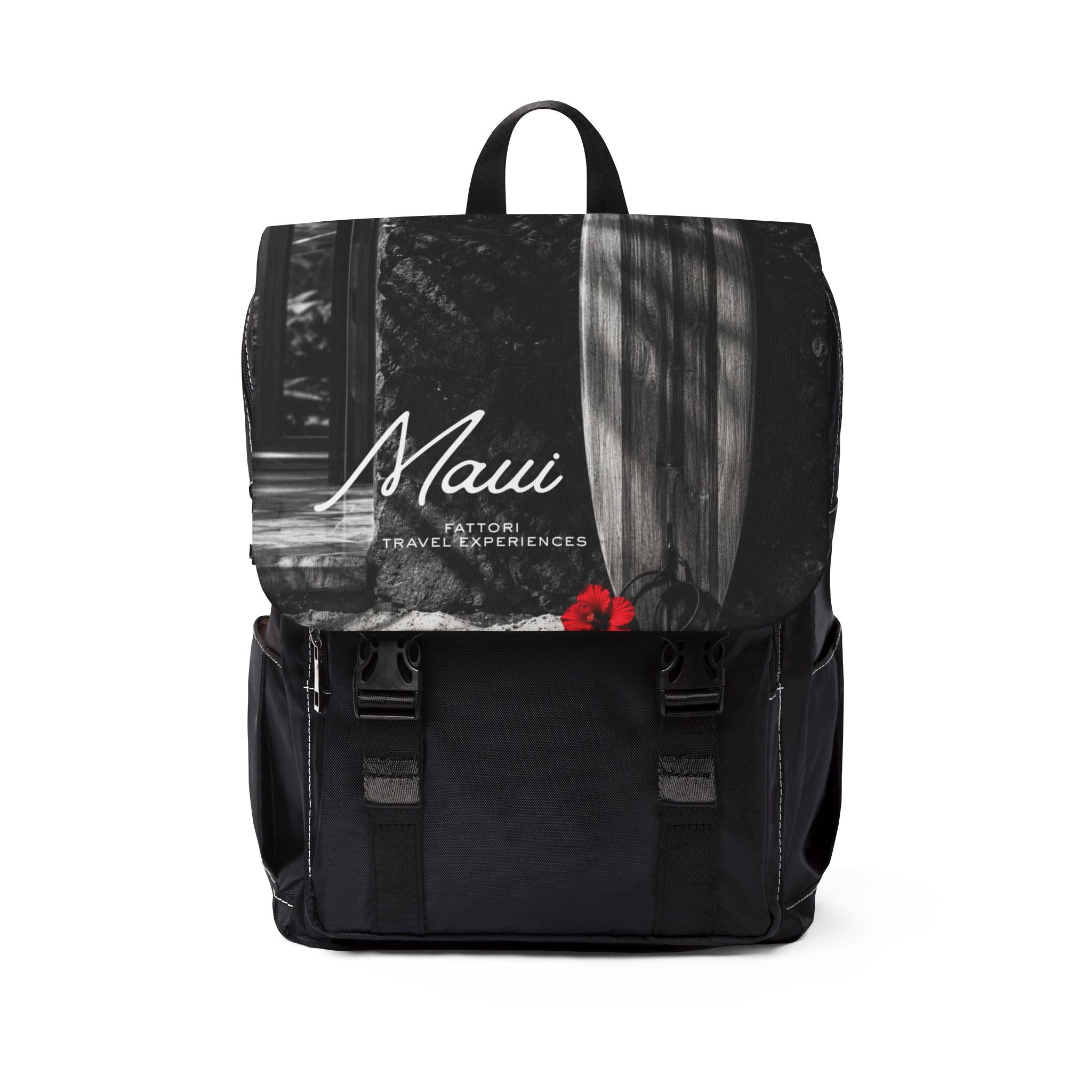 Luxury Maui Black & White Backpack | Premium Oxford Canvas Travel Backpack