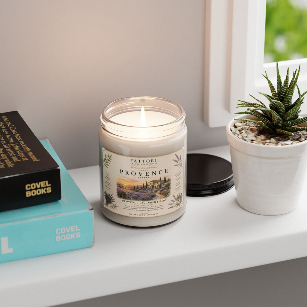 Luxury Provence Lavender Fields Soy Candle | White Sage & Lavender | 9oz Travel Candle