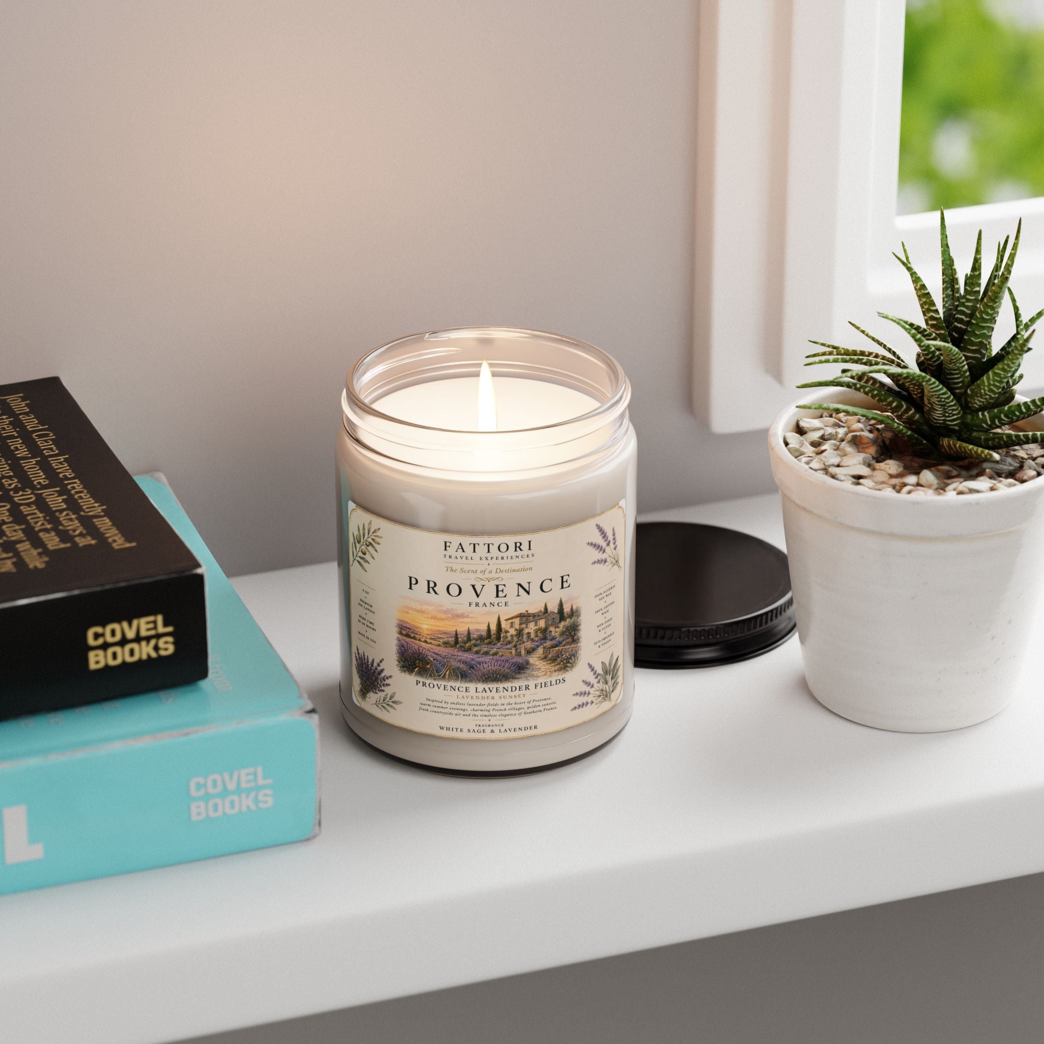 Luxury Provence Lavender Fields Soy Candle | White Sage & Lavender | 9oz Travel Candle