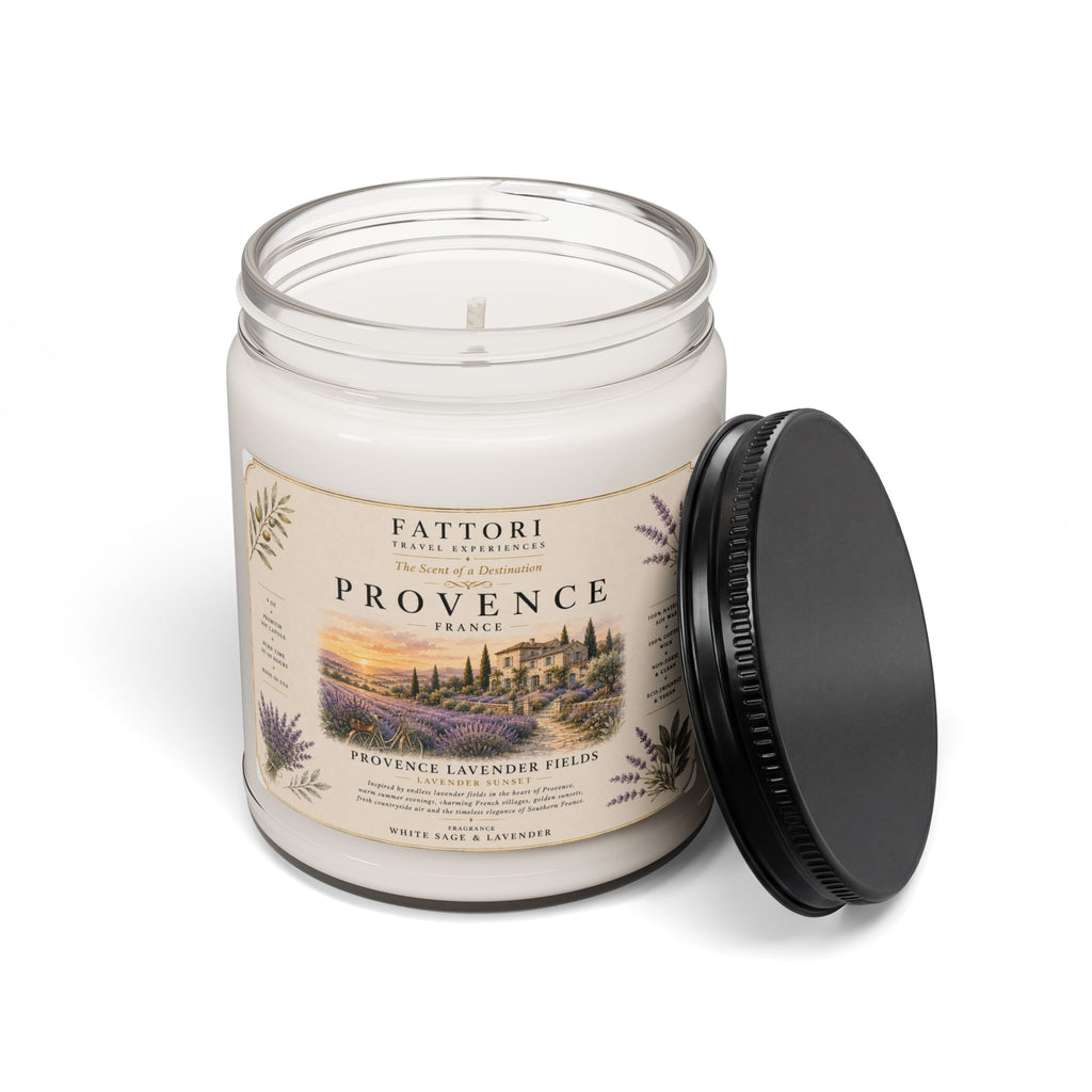 Luxury Provence Lavender Fields Soy Candle | White Sage & Lavender | 9oz Travel Candle