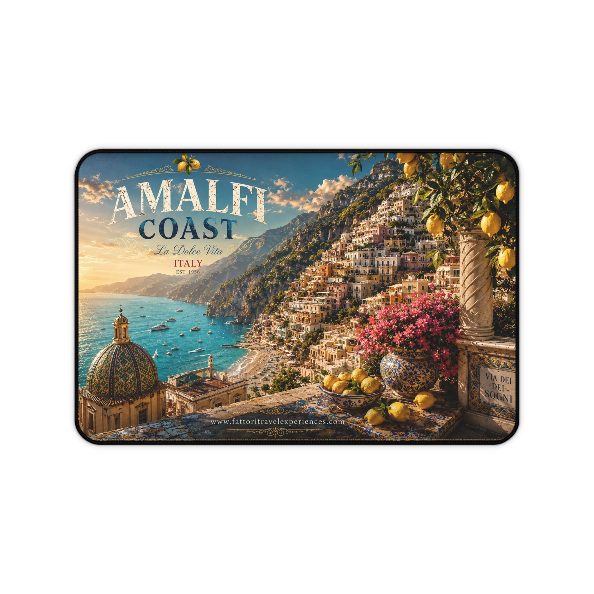Amalfi Coast Desk Mat — Vintage Italy Seaside Mouse Pad