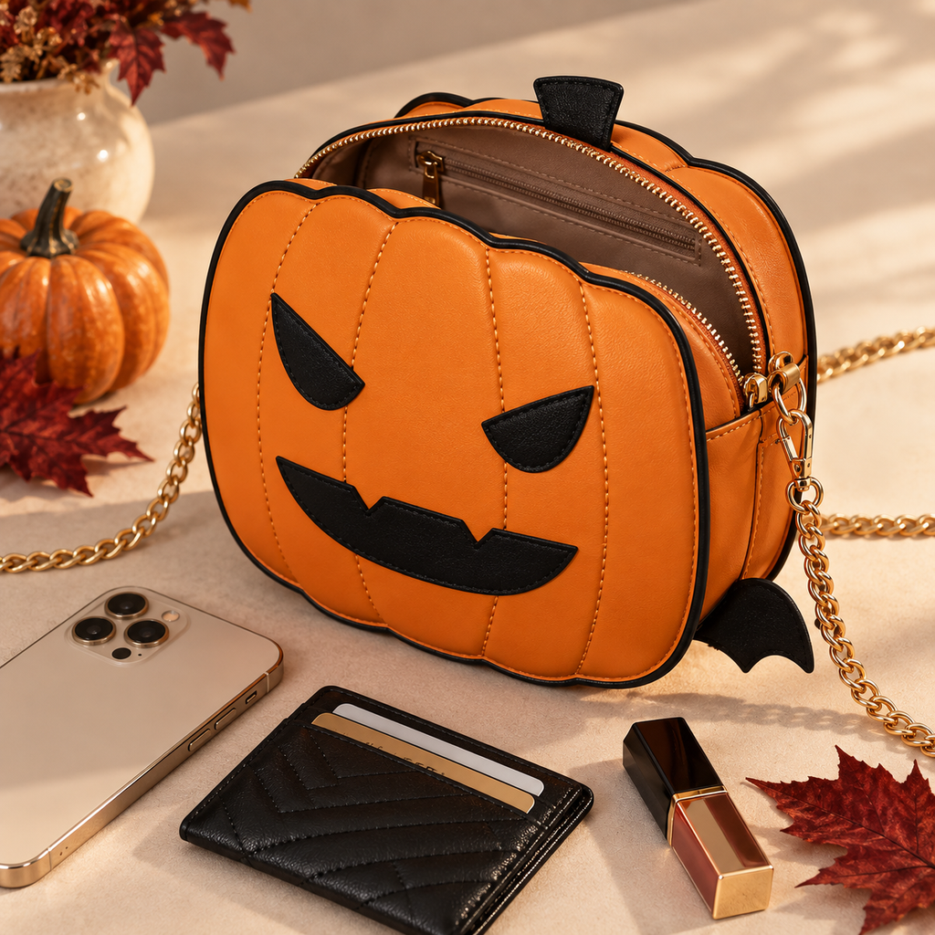 Jack-O’-Lantern Pumpkin Crossbody Bag – Halloween Purse, additional product view 4 of 5
