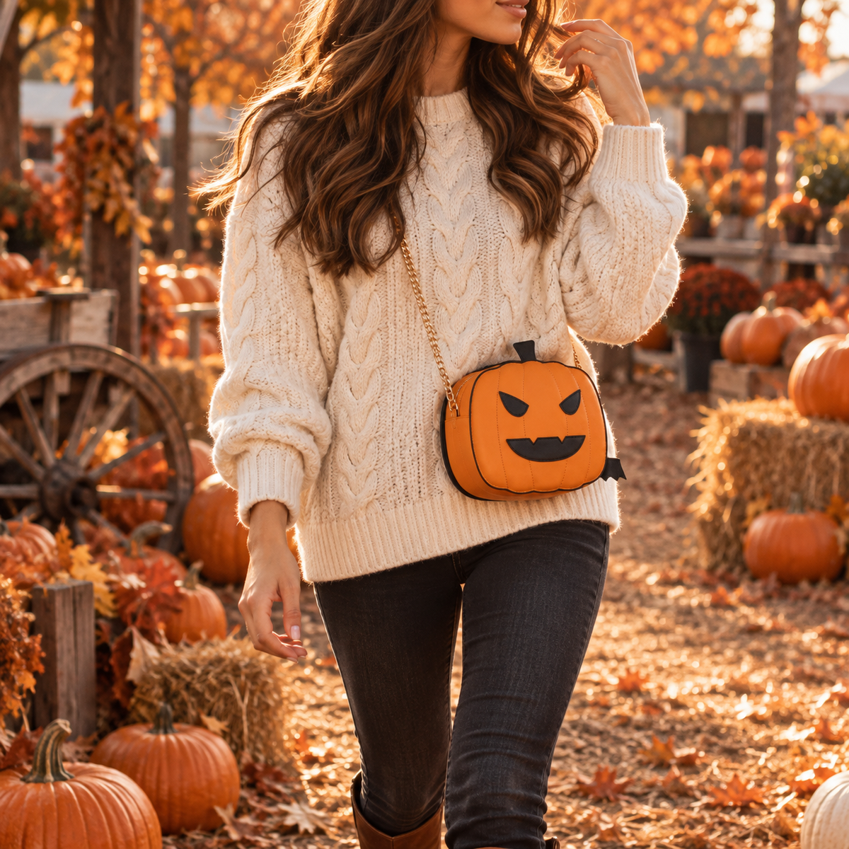 Jack-O’-Lantern Pumpkin Crossbody Bag – Halloween Purse, additional product view 3 of 5