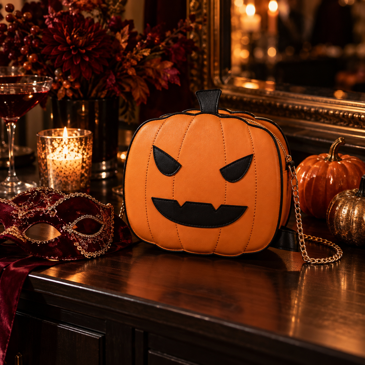Jack-O’-Lantern Pumpkin Crossbody Bag – Halloween Purse, additional product view 2 of 5