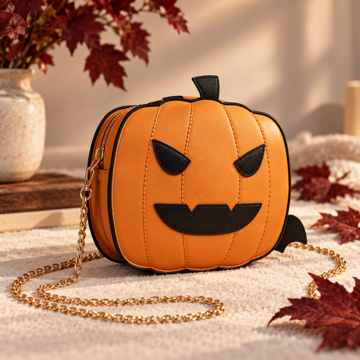 Jack-O’-Lantern Pumpkin Crossbody Bag – Halloween Purse