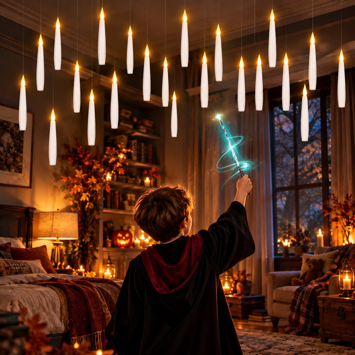 Enchanted Floating Candles 20-piece set with interactive magic wand