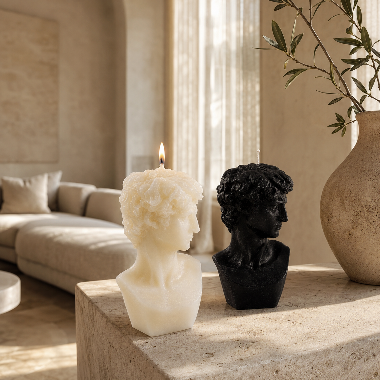 Florence David Statue Candle | Renaissance-Inspired Soy Wax Decor