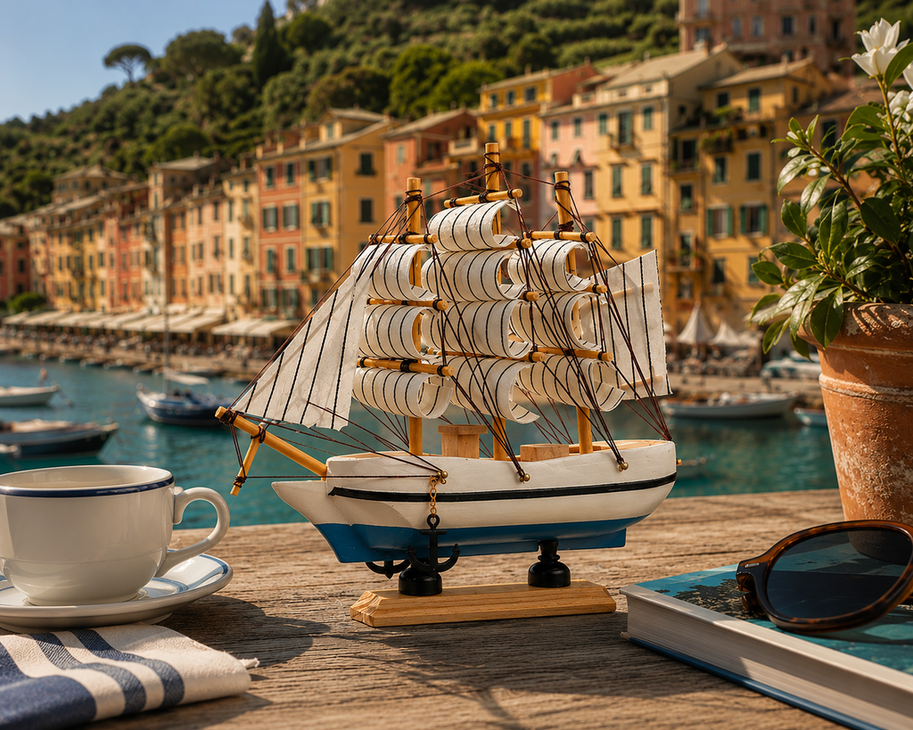 Portofino Memory – Italian Riviera Wooden Sailboat Décor