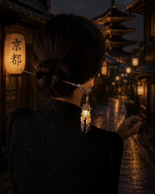Kyoto After Dark – Illuminated Lantern Hair Clip