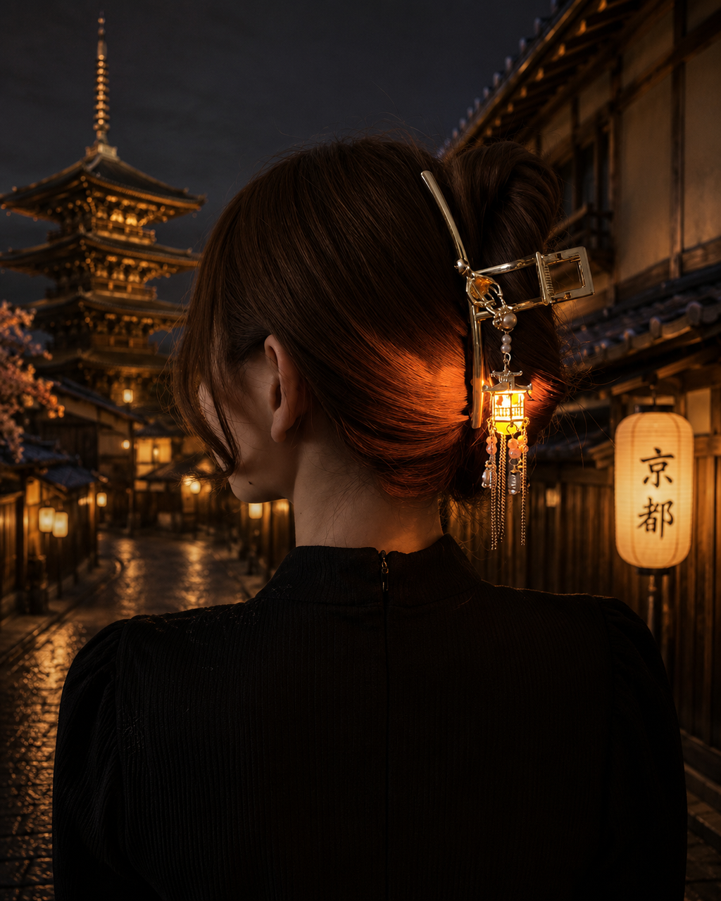 Kyoto After Dark – Illuminated Lantern Hair Clip