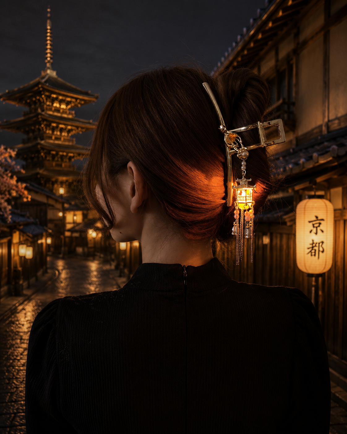 Kyoto After Dark – Illuminated Lantern Hair Clip