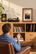 Fattori SoundFrame design CD player styled in a cozy retro music listening corner
