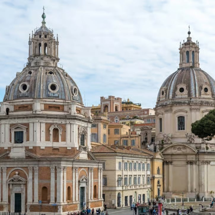 Historic domed churches and architectural skyline in Rome