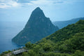 Dramatic Piton mountain and scenic viewing platform in Saint Lucia on a private cruise excursion