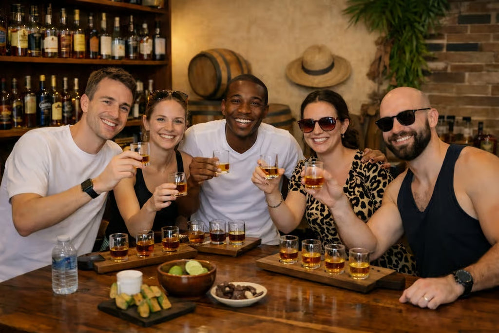 Guests enjoying a local rum tasting during a Saint Lucia island experience