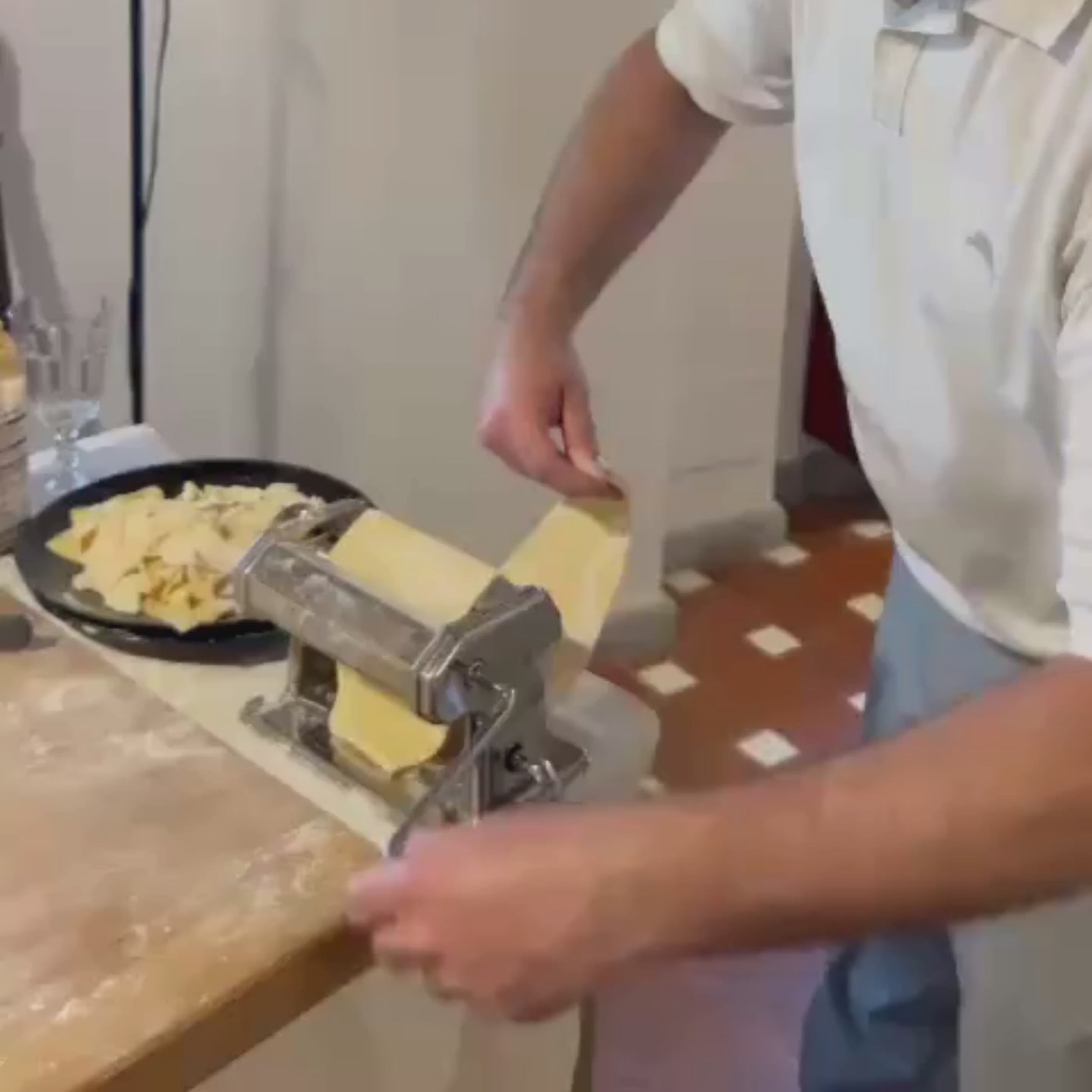 Video showing fresh pasta preparation as part of an Italian cooking experience