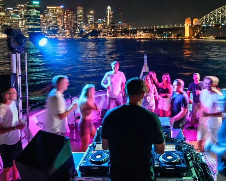 Live DJ and dancing on a Sydney Harbour evening cruise